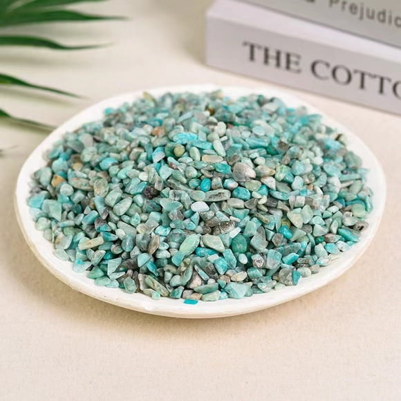 Zhuge 200g natural light blue crystal crushed stone 5-7mm polished aromatherapy stone, natural crystal raw stone demagnetization stone fish tank decoration crushed stone