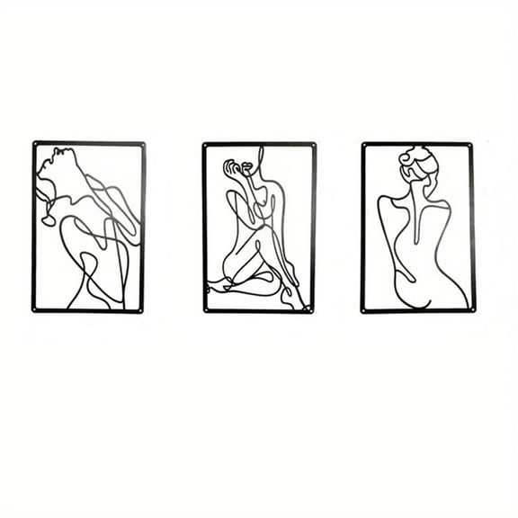 3pcs Metal Wall Sculptures Minimalist Abstract Woman Wall Art Line Drawing Home Art Decor Single Line Wall Hanging Art Decor Wall