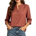 thumbnail image 5 of cocolona Womens 3/4 Sleeve V Neck Blouses Casual Loose Solid Color Shirts Basic Outfits Tops, 5 of 7