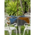 thumbnail image 3 of Outdoor Tablecloth with Umbrella Hole for Patio/Picnic/Party/Camping, Gray Brown Green Waterproof Table Cloth Round Cover Washable, Retro Farmhouse Gradient Wood (Dia 54"), 3 of 8