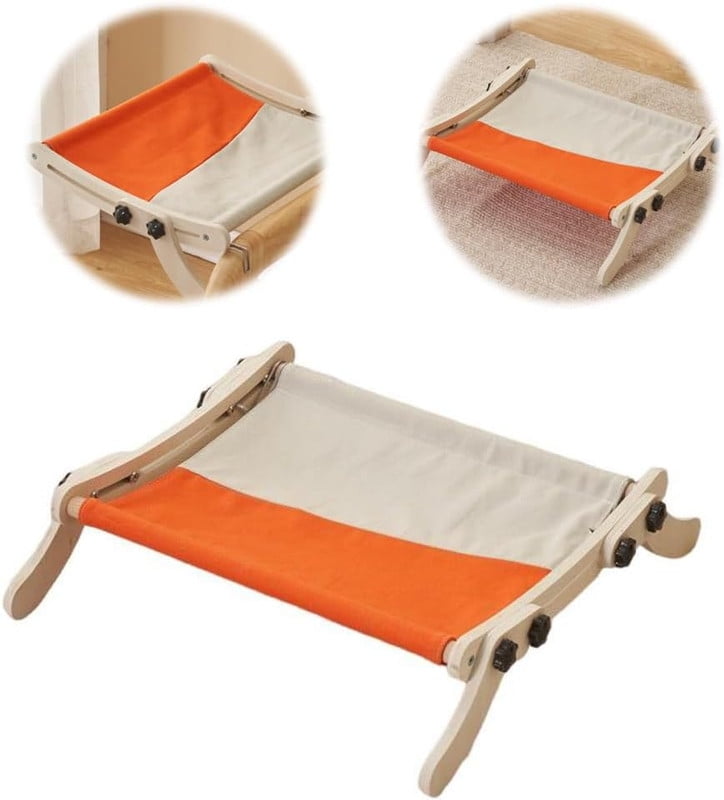 Towallmark Cat Window Perch, Cat Window Seat for Indoor Cats Wall Hammock with Washable Canvas Cover Adjustable Cat Sleeping Bed Holds Up 18kg for Window Bedside Verandahs Floor Gray Orange