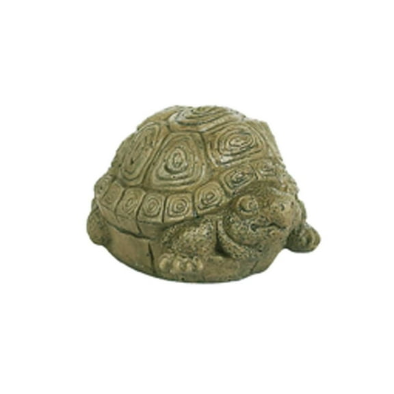 Solid Rock Stoneworks Small Box Turtle Concrete Statue, 4" Tall, Aged Pine Color