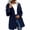 Navy, variant on Women Waterproof Hooded Jackets Long Sleeve Striped Lined Belted Waist Zip Up Long Raincoat for Outdoor Hiking