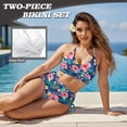 thumbnail image 4 of Garronmavis Womens Bikinis Sets Tropical Floral Twist Front Tummy Control Swimwear Crisscross Tie Back 2 Piece Bathing Suits Adjustable Spaghetti Strap Swimsuits, 4 of 6