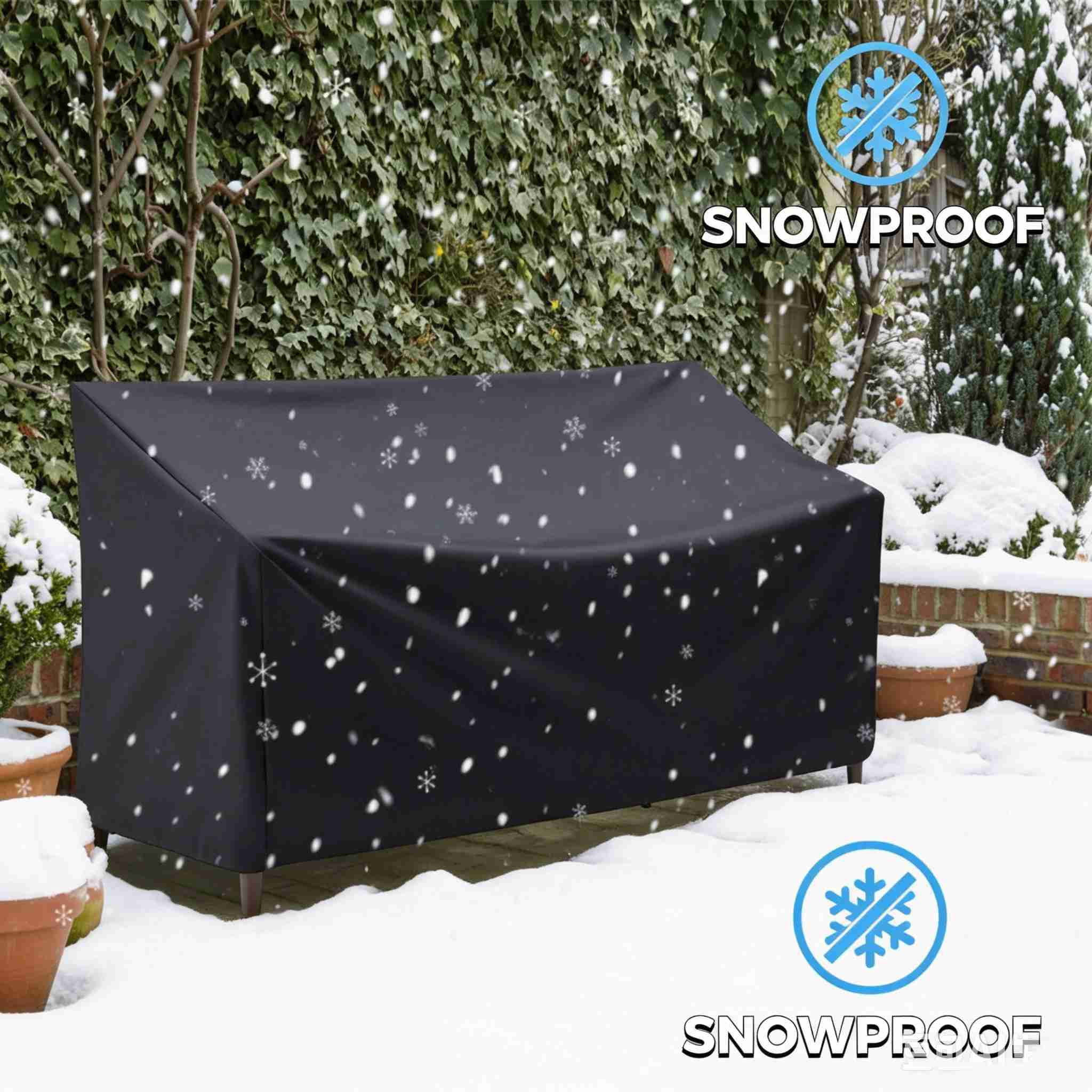 Outdoor Bench Cover, 52.7 x 26 x 35 inch Waterproof 2 Seater Patio Bench Cover Outdoor Patio Furniture Garden Sofa Chair Cover, Fit for 2-Seater Seating Metal & Hardwood Patio Garden Bench, Black