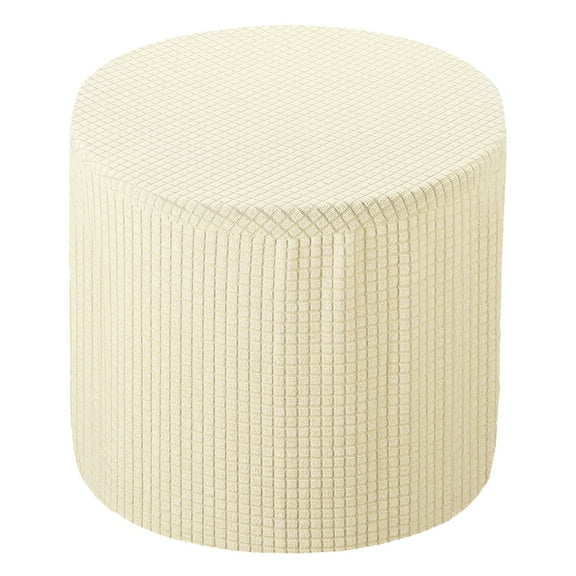 Ottoman Cover Round, Stretch Ottoman Slipcover Fit Diameter 9.8"-12.6", Non-Slip Footstool Protector Cover Cream