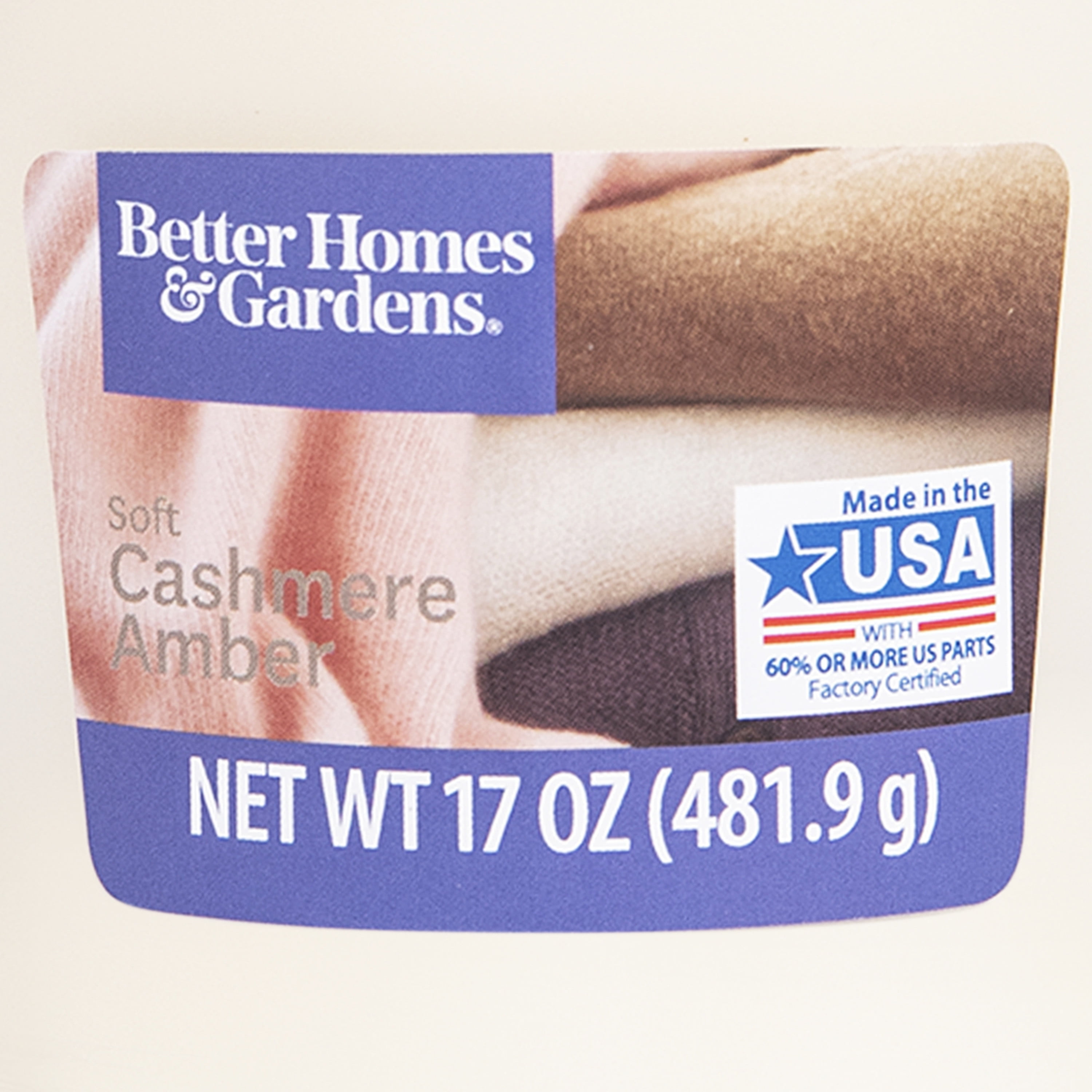 Better Homes & Gardens 17oz Soft Cashmere Amber Scented 2-wick Jar Candle