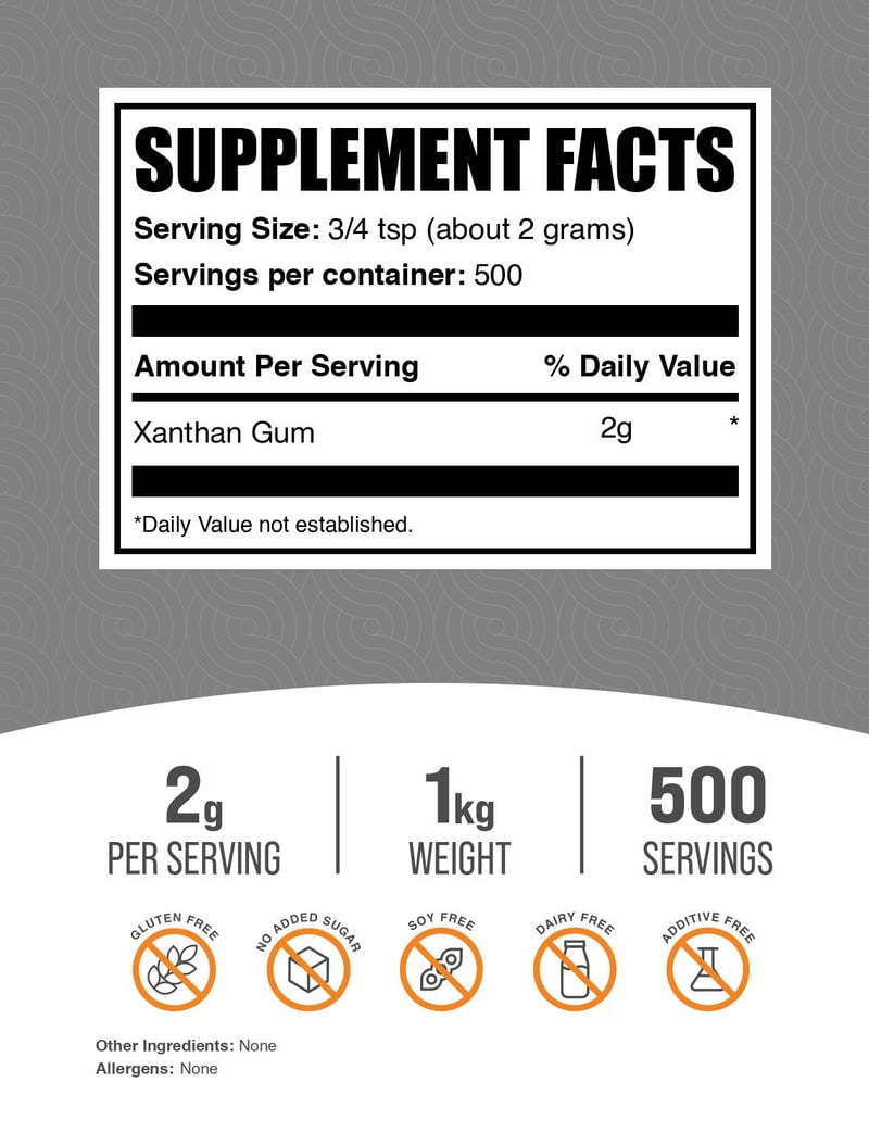 BulkSupplements Xanthan Gum Powder, Thickening Agent, 1kg, 500 Servings