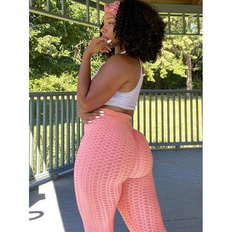 VASLANDA Women's High Waist Honeycomb Textured Yoga Pants with