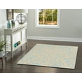 thumbnail image 2 of Linon Trio Damask Hand Tufted Polyester 5'x7' Rug in Aqua Blue and Ivory, 2 of 4