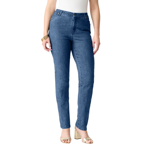 Roaman's Women's Plus Size 24/7 Stretch Straight Leg Jean