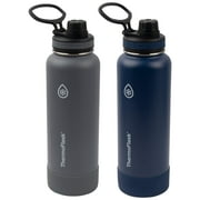 Thermoflask Double Wall Vacuum Insulated Stainless Steel Water Bottle 2-Pack, Midnight/Stone
