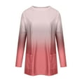 thumbnail image 4 of Okbop Womens Tops Casual,Spring And Autumn Round Neck Gradient Color Long-Sleeved Casual Pocket T-Shirt Top Victorian Blouse Breast Cancer Shirts for Women, 4 of 5
