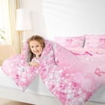 thumbnail image 3 of Erosebridal Pink Bowknot Full Size Comforter Sets For Girls,Pink Butterfly Letter J Initial Bedding Sets,Pink Reversible,3-Piece, 3 of 7