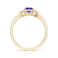 thumbnail image 2 of ANGARA Natural Oval Tanzanite Split Shank Ring with Trio Diamonds in 14K Yellow Gold for Women (Size-7x5mm) | December Birthstone, Anniversary, Jewelry Gift for Women | Natural Tanzanite Ring, 2 of 9