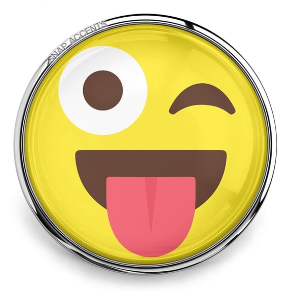 Snap Jewelry 18MM Silly Face Emoji Ginger Charm Button in Yellow