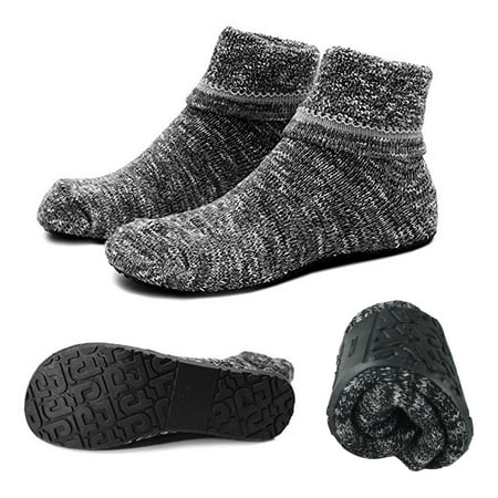 

Women Winter Non Skid Knit Quarter Hospital Slipper Socks with Rubber Gripper Bottom