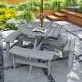 thumbnail image 2 of Outsunny Wooden Patio Dining Set, Outdoor Table and Benches Set, Grey, 2 of 10