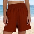 thumbnail image 5 of Tennis Skirts for Women with Shorts Linen Shorts Women Elastic Smocked Waist Patch Pocket Breathable Summer Casual Bottoms Red M, 5 of 6