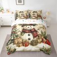 thumbnail image 2 of Homewish Winter Cute Snowman Bedding Comforter Set 7pcs, Winter Santa Claus Gifts King Bedding Sets, Vintage Western Christmas Reversible Bed Sheets, Ultra Soft Bedroom Decor, 2 of 7