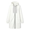 thumbnail image 4 of thefmos Women's Plus Size Hooded Zip Up Sweatshirt Jacket with Pockets Long Length Solid Color Casual Coat Fashion Fall Winter Clothes, White M, 4 of 5