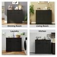 thumbnail image 6 of GZXS Rustic Farmhouse Trash Cabinet with Double Tilt-Out Compartments, Multi-Purpose Recycling & Laundry Sorter Organizer Cabinet with 2 Drawers, Fits 20 Gallon Trash Cans (Not Included), Black, 6 of 10