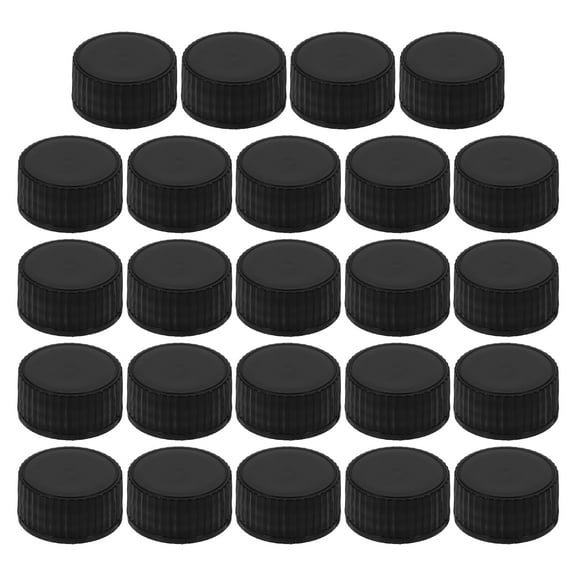 NIAIZEK Black Plastic Bottle Caps 24Pcs Leakproof Replacement Caps for Essential Oils Perfumes and Small Bottles