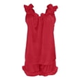 thumbnail image 4 of WCJM Women Pajama Sets Women Everyday Two Piece Suit Sleeveless Crop Top Casual Shorts, 4 of 4
