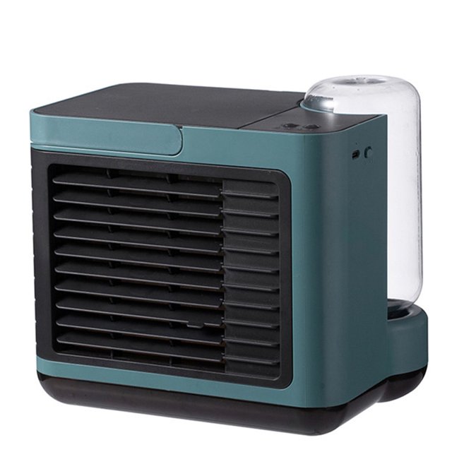 Enfriador de aire de escritorio Ventilador de oficina en casa Humidificador de enfriamiento de aire Ventilador eléctrico ajustable con filtro, Verde Eigraketly HA7458-01B
