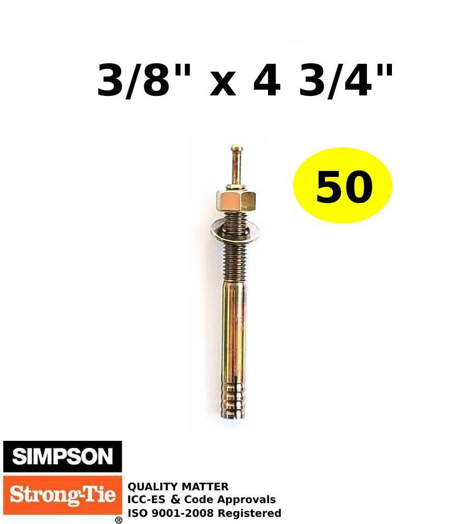 Concrete Strike Anchor 1/4 x 1-3/4 Hammer Pin Drive Simpson Strong-Tie 50/Anchor 