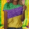 thumbnail image 2 of successthop Mardi Gras T Shirts for Women Stripe Casual Oversized Crewneck Shirt Short Sleeve Outfits Plus Size Top M, 2 of 6