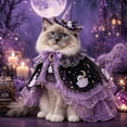thumbnail image 3 of Halloween Cat Costume Witch Cloak Wizard Hat Pet Outfit for Cats Funny Dress Up Apparel for Halloween Parties Photos, 3 of 8