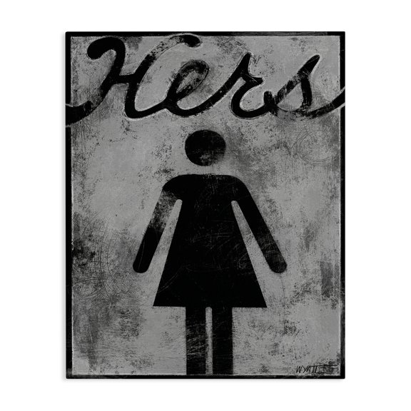 Stupell Industries Contemporary Hers Distressed Bathroom Sign Canvas Art, 24 x 30, by World Art Group