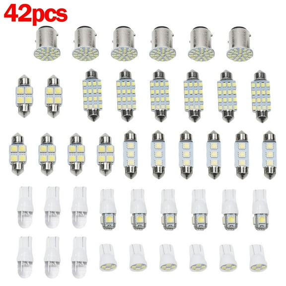 42PCS Car Interior For combo LED Map Dome Door Trunk License Plate Light Bulbs White