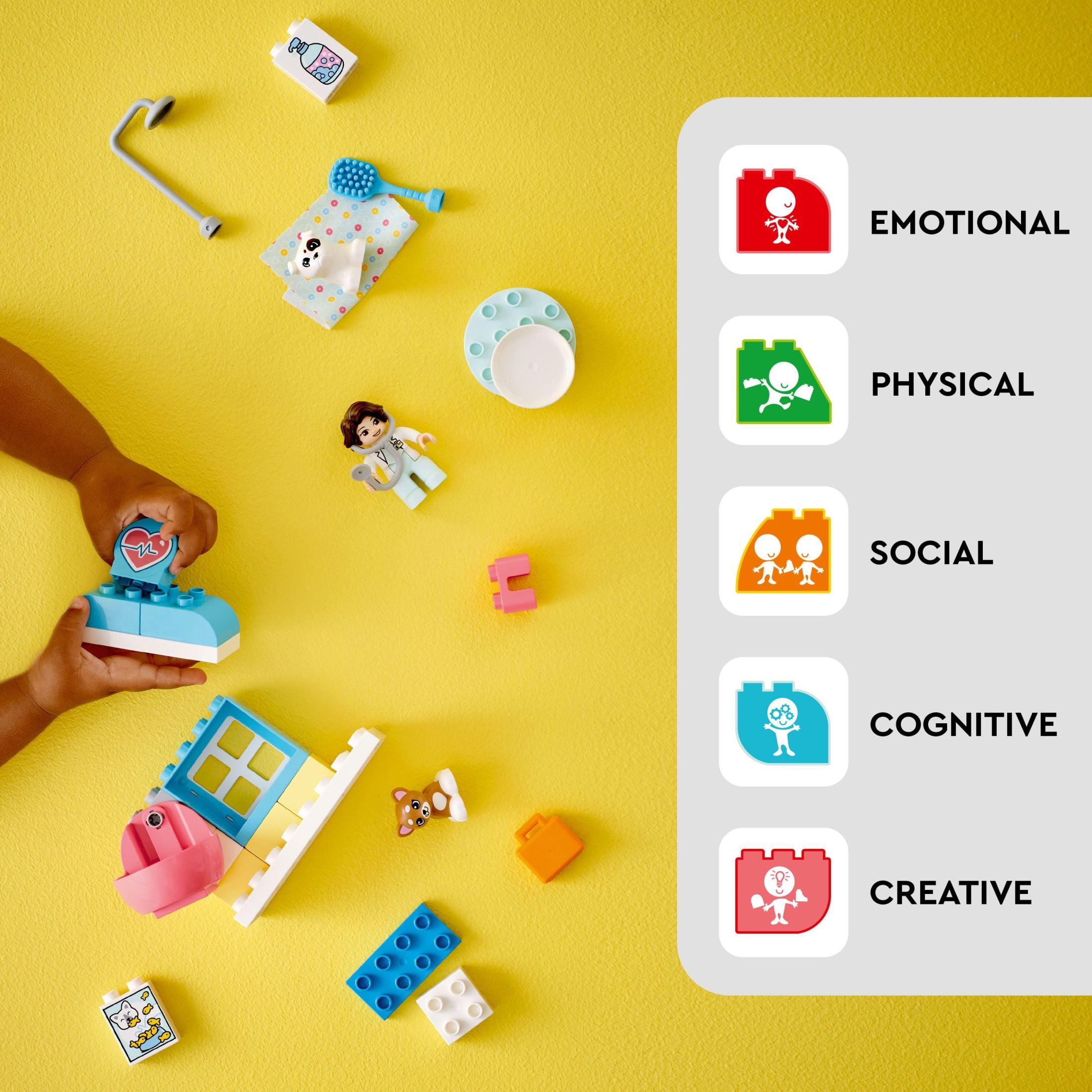 LEGO DUPLO Town Visit to the Vet Clinic Pet-Care Role-Play Toy, Dog, Cat and Veterinarian Figures, Social Emotional Learning  Pretend Play Animal Set for Toddlers Aged 2 Years Old and Up, 10438
