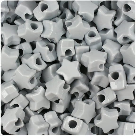BeadTin Grey Opaque 13mm Star Pony Beads (250pcs)