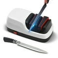 thumbnail image 1 of 18W Electric Knife Sharpener with Diamond Grinding Wheel - 2-Stage Sharpening & Polishing System for Straight, Serrated, Ceramic Blades - Compact ABS Kitchen Tool, Non-Slip Base, Safety Guard -, 1 of 6