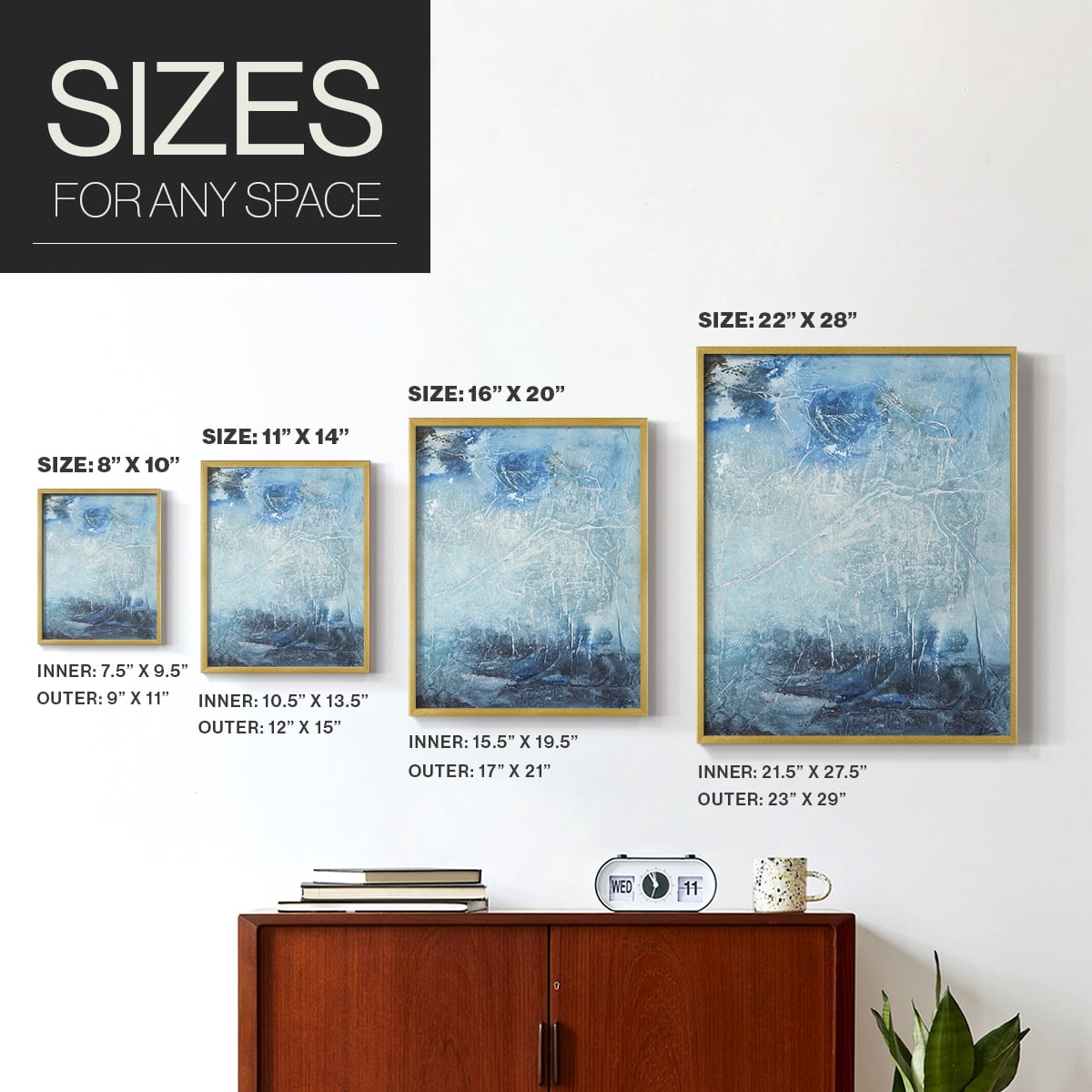 Coastal Seas IV Framed Print in Gold Solid Wood Framed Print No Nail Hanging