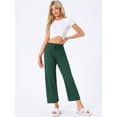 thumbnail image 3 of DARING DIVA Women's Wide Leg High Waist Ribbed Knit Loungewear XS Dark Green, 3 of 6
