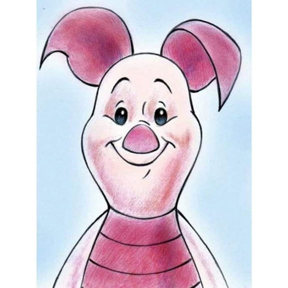 Diamond Painting Kits for Adults 5D DIY Round Diamond Number Kits with Full Drill Large Size 12x16 Inch Piglet Diamond Embroidery Paintings for Home, Office, Wall Decor