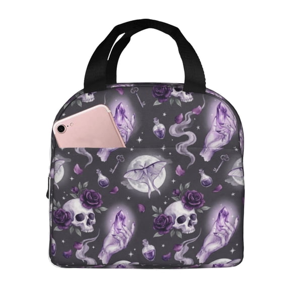 Skull Insulated Lunch Bag, Lunch Box Thermal Cooler Tote, Reusable Leakproof Meal Prep Carrier For Women & Men, Office Work, Travel, And Picnic