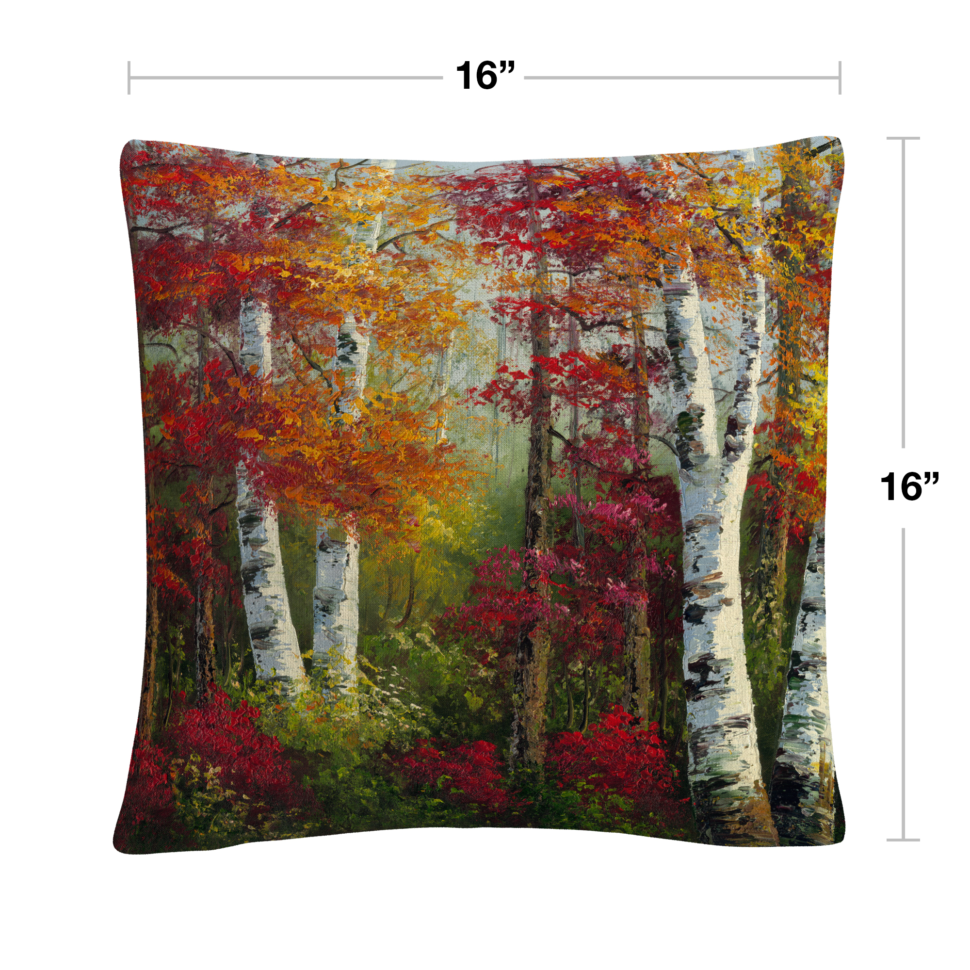 Indian Summer' Autumn Birch Trees By Masters Fine Art 16 X 16 Decorative Throw Pillow