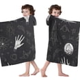 thumbnail image 4 of Black White Gothic Hand Skull Pattern Hooded Bath Towel，60"x35" for Ages 3 To 12 Kids, Quick Dry Lightweight Soft Microfiber Hood Beach Towel Cover Up for Kids, 4 of 7