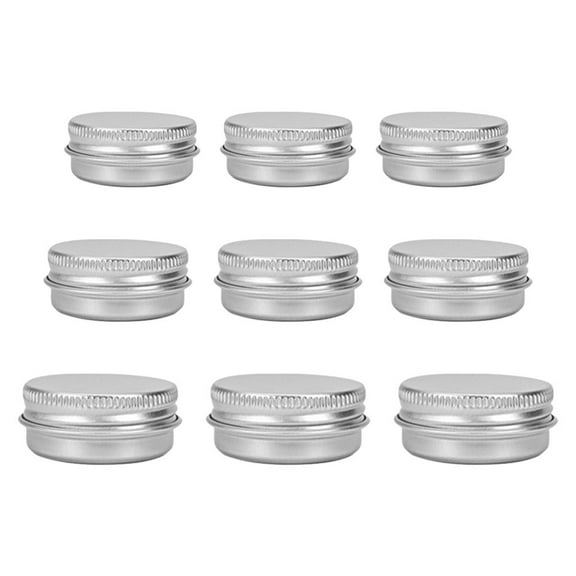 FRCOLOR Metal Round Tins 9Pcs Round Shaped Aluminum Jars Empty Makeup Cream Tin Containers Pot Cans,1.5"X1.5"X0.75"