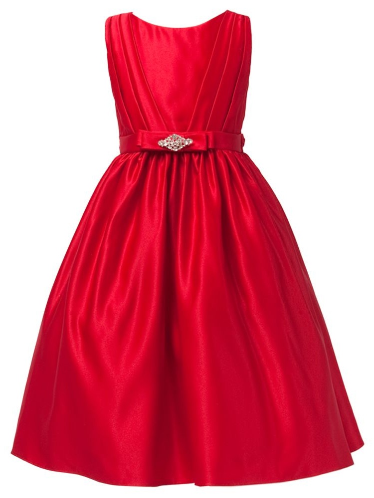 girls red satin dress
