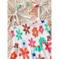 thumbnail image 6 of Little Girls Full Length Jumpsuit Floral Print Sleeveless Tie-Up Wide Leg Pants Overalls, 6 of 9