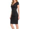 thumbnail image 2 of Auliné Collection Womens V-neck Zip Up Work Office Career Side Wrap Sheath Dress Black Small, 2 of 5
