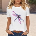 thumbnail image 2 of Cmfcve Casual Women's Cotton Linen Tees Simple Loose Sports Tops Short Sleeve Round Neck Gym T-shirt Summer White Vacation Tops, 2 of 5
