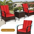 thumbnail image 6 of 3 Piece Outdoor Patio Furniture Set Bistro Set with Coffee Table, Wicker Rattan Conversation Sets for Backyard, Porch, Poolside,Red, 6 of 9