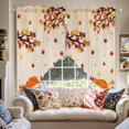 thumbnail image 4 of Swag Curtains Valances for Windows, Fall Thanksgiving Short Kitchen Window Curtains Over Sink, Orange Teal White Pumpkin Cafe Curtains Panel Set Of 2,Rod Pocket, 36 Inches Length Retro Maple Leaf, 4 of 8